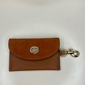 Coach Leather Turnlock Card Case Saddle Mixed Suede 1941 Saddle